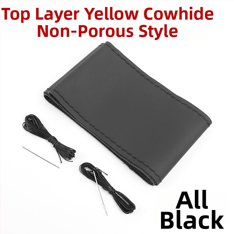 Husă de volan cusută manual - Piele de vițel din primul strat, absorbantă la transpirație, respirabilă, antiderapantă