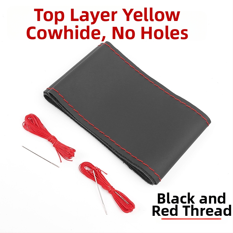 Husă de volan cusută manual - Piele de vițel din primul strat, absorbantă la transpirație, respirabilă, antiderapantă