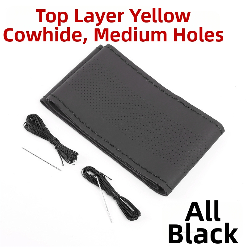 Husă de volan cusută manual - Piele de vițel din primul strat, absorbantă la transpirație, respirabilă, antiderapantă