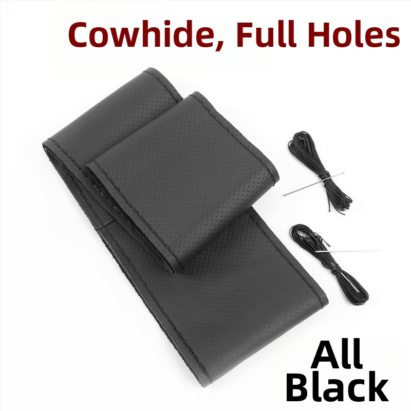 Husă de volan cusută manual - Piele de vițel din primul strat, absorbantă la transpirație, respirabilă, antiderapantă