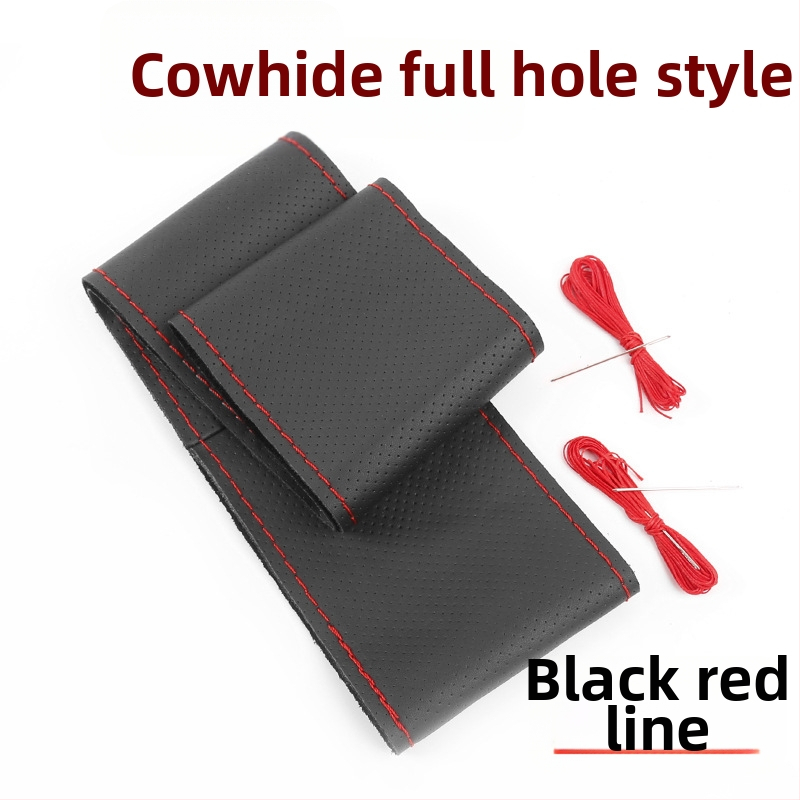 Husă de volan cusută manual - Piele de vițel din primul strat, absorbantă la transpirație, respirabilă, antiderapantă