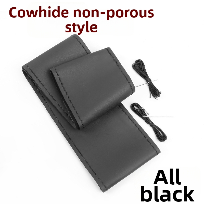 Husă de volan cusută manual - Piele de vițel din primul strat, absorbantă la transpirație, respirabilă, antiderapantă