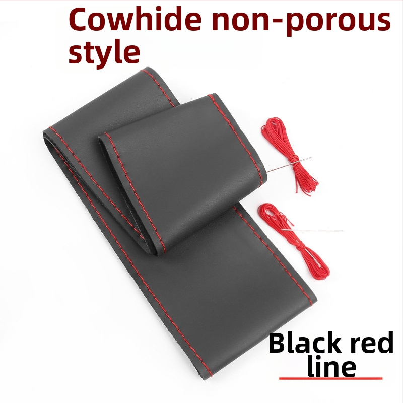 Husă de volan cusută manual - Piele de vițel din primul strat, absorbantă la transpirație, respirabilă, antiderapantă