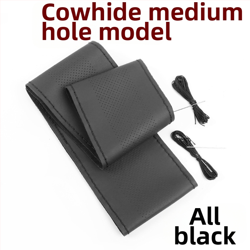 Husă de volan cusută manual - Piele de vițel din primul strat, absorbantă la transpirație, respirabilă, antiderapantă