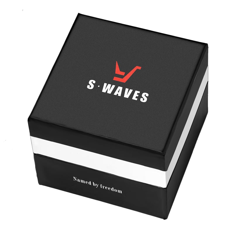 SWAVES kutija za satove – kvadratnog ili pravokutnog oblika, kućište od papirne kože s pjenastom unutarnjom podlogom; pakiranje: 100 kom.; tiskani logo: Ne; licencirana privatna oznaka: Da