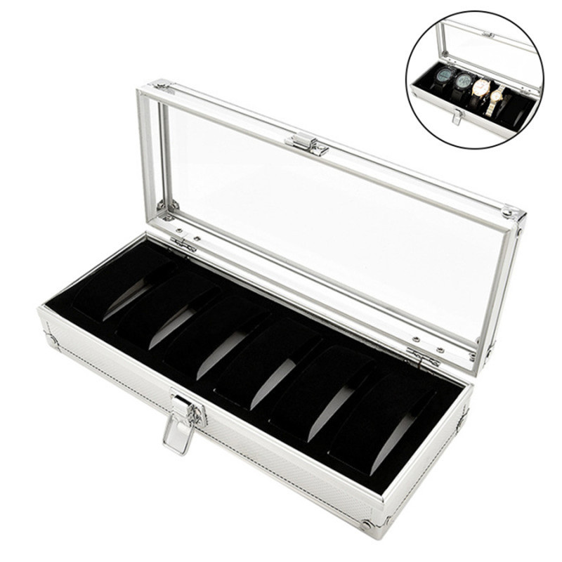 Kutija za satove s prozorom, PVC-aluminijska konstrukcija, organizator sa 6 pretinaca; pakiranje: 30 komada; porijeklo: Jinhua, Zhejiang