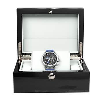 Drvena kutija za satove s preklopnim poklopcem, lakirani završetak, kutija za nakit, okruglo zaključavanje, prilagodljivo