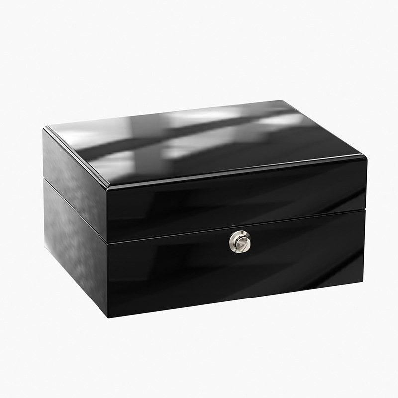 Drvena kutija za satove s preklopnim poklopcem, lakirani završetak, kutija za nakit, okruglo zaključavanje, prilagodljivo