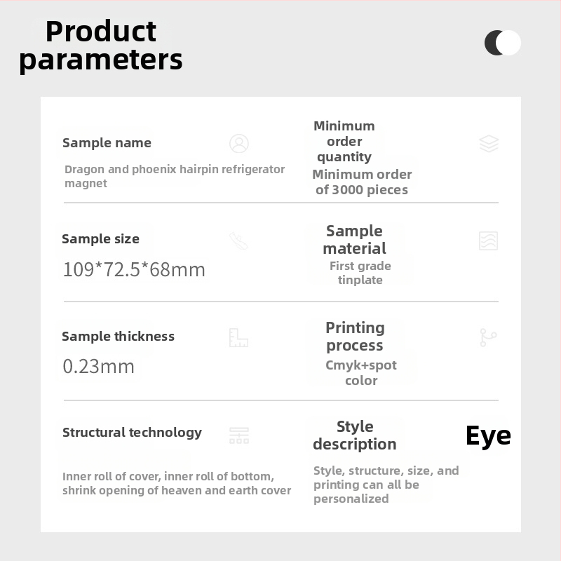 Pulksteņa iepakojuma kārbiņa no tinplātes – kvadrāta forma, offsetdrukāšana, pielāgojama