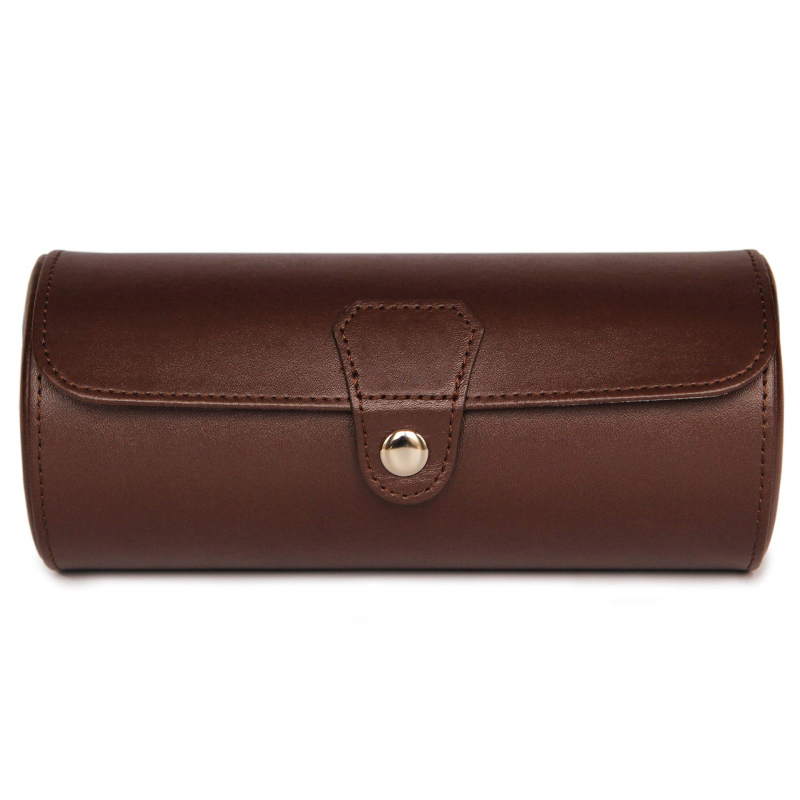 Cutie de depozitare pentru ceas din piele naturală cu cataramă, cilindrică, pentru călătorii