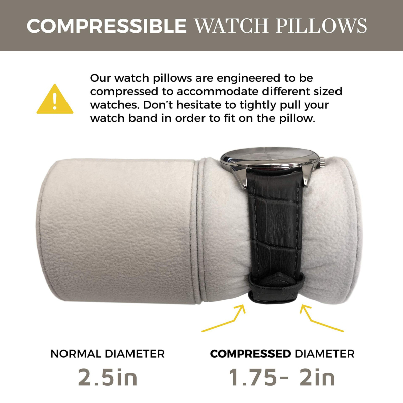 Cutie de depozitare pentru ceas din piele naturală cu cataramă, cilindrică, pentru călătorii