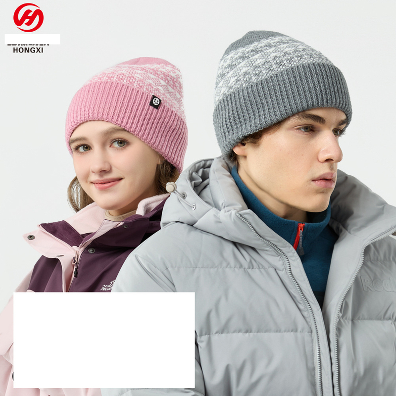 Плетена зимна шапка Fair Isle с жакардов принт за жени, многофункционална, топла, за дейности на открито, дебела, покрива за глава, с качулка и предпазител за уши