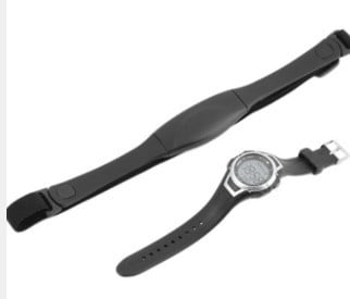 Ceas sport electronic cu monitorizare ritm cardiac, rezistent la apă până la 30 m, cadran circular de 40,5 mm, carcasă și curea din plastic