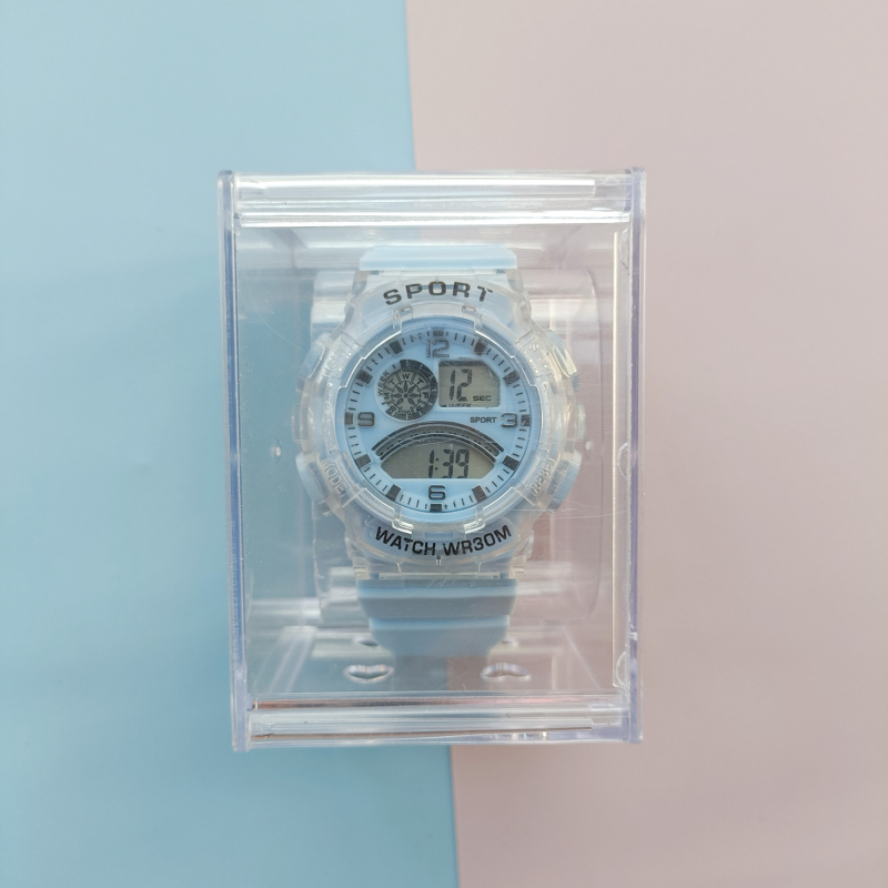 Ceas sport multifuncțional unisex cu afișaj numeric, mecanism electronic, rezistent la apă, carcasă ABS, curea PVC (afișaj numeric; mecanism electronic; rezistent la apă; carcasă ABS; curea PVC)