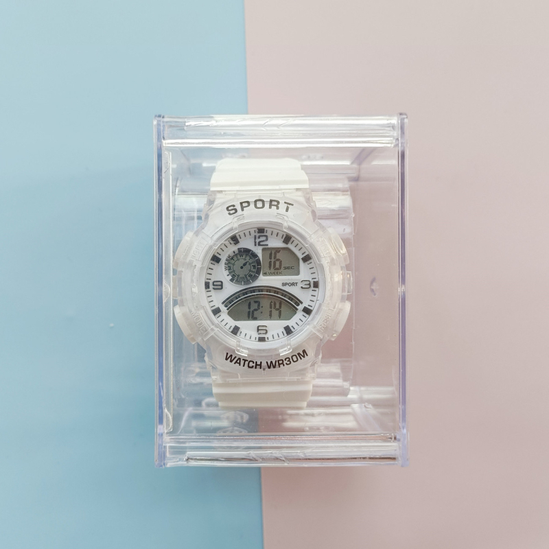 Ceas sport multifuncțional unisex cu afișaj numeric, mecanism electronic, rezistent la apă, carcasă ABS, curea PVC (afișaj numeric; mecanism electronic; rezistent la apă; carcasă ABS; curea PVC)