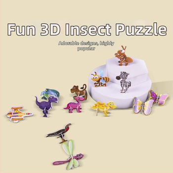 3D putukate pusle lastele, DIY paberi komplekt, 4-6 aastat