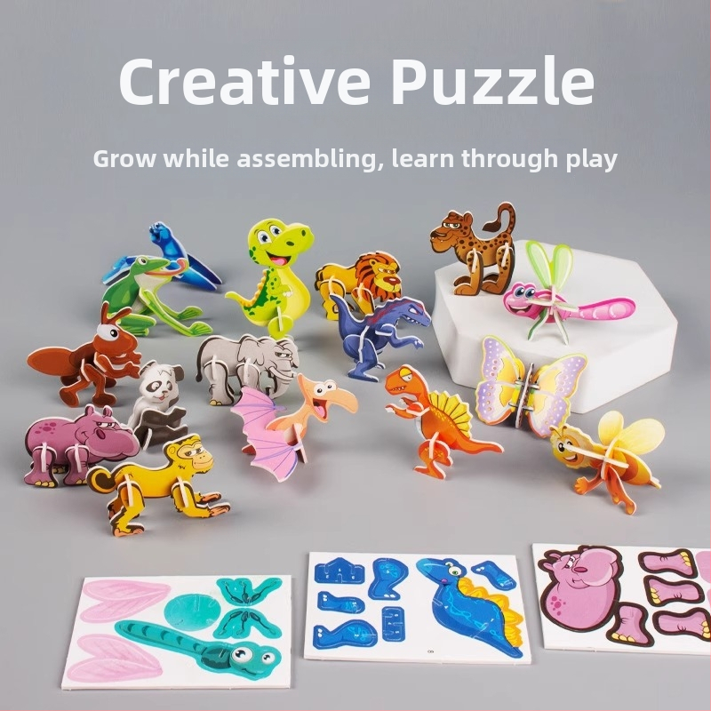 3D vabzdžių dėlionė vaikams, DIY popieriaus rinkinys, 4-6 metų