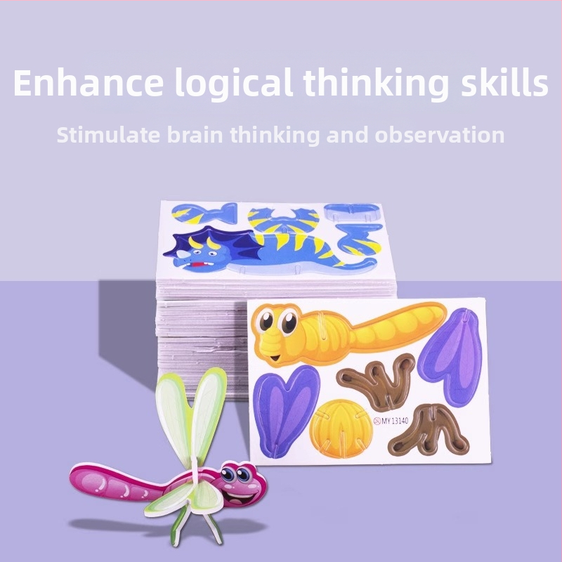 3D vabzdžių dėlionė vaikams, DIY popieriaus rinkinys, 4-6 metų