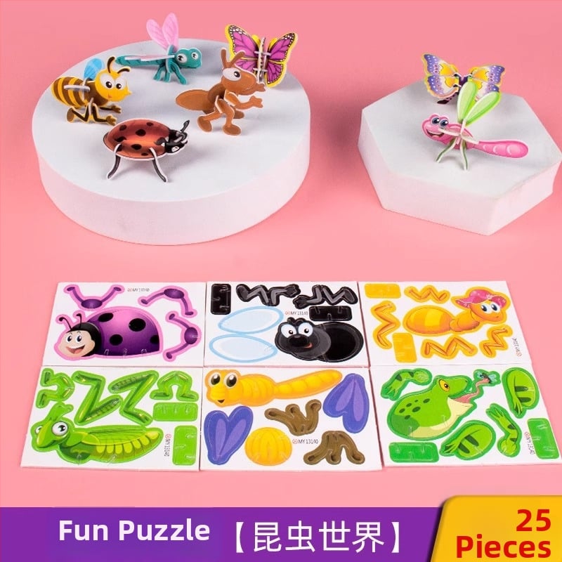 3D putukate pusle lastele, DIY paberi komplekt, 4-6 aastat