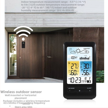 Budík so meraním teploty a vlhkosti vo vnútri aj vo vonkajšom prostredí, predpoveď počasia, večný kalendár, fázy mesiaca, LCD displej