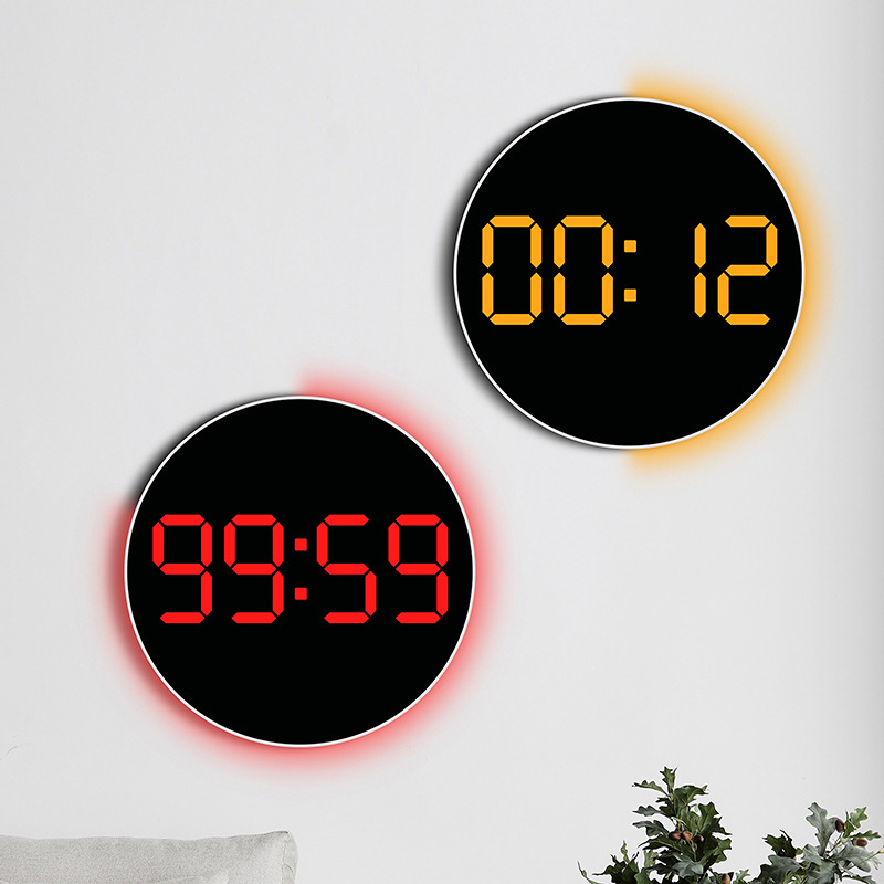 Ceas de perete cu afișaj LED, termometru, calendar perpetuu, afișare ziua săptămânii și alarmă