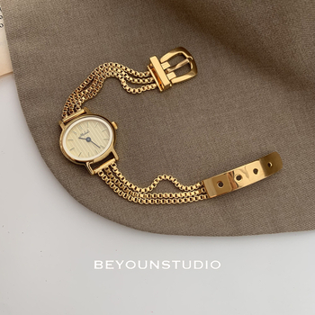 Ceas de femei cu cadran mic oval, design cu cataramă, stil lux discret, mișcare electronică Seagull, rezistență la apă 30M, oglindă din plastic, carcasă din sticlă