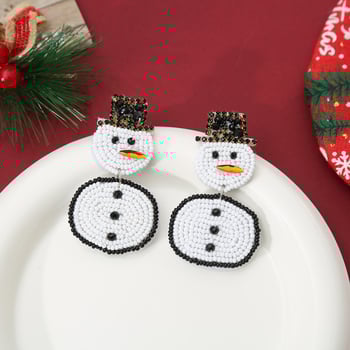 Cercei geometrici, realizați manual din fetru și mărgele de orez (Realizați manual, Material: fetru + mărgele de orez, Formă: geometrică, Știfturi: oțel inoxidabil, Stil: proaspăt și dulce)