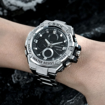 Ceas de bărbat din oțel inoxidabil, cuarț, cadran pătrat din safir, Mișcare Seagull 63565, rezistență la apă 3 ATM, brățară din oțel inoxidabil, ediție limitată Anul Dragonului