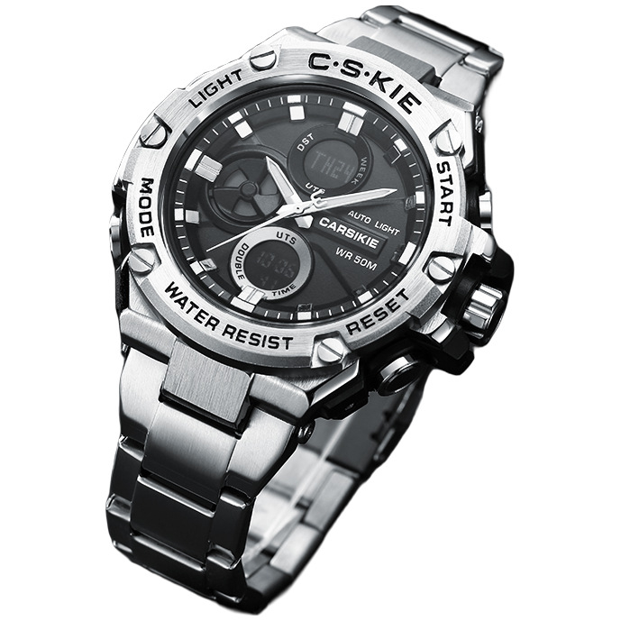 Ceas de bărbat din oțel inoxidabil, cuarț, cadran pătrat din safir, Mișcare Seagull 63565, rezistență la apă 3 ATM, brățară din oțel inoxidabil, ediție limitată Anul Dragonului