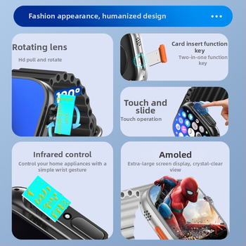 IR távirányítós okosóra, S12-W527 chip, celluláris verzió, AMOLED kijelző, pulzus-, vérnyomás- és SpO2 szenzorok