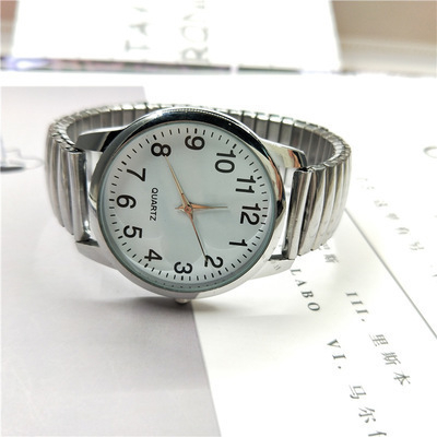 Analogni kvarcni sat za odrasle s velikim brojčanikom; kućište od zlitine; metalni kaiš; elastični remen