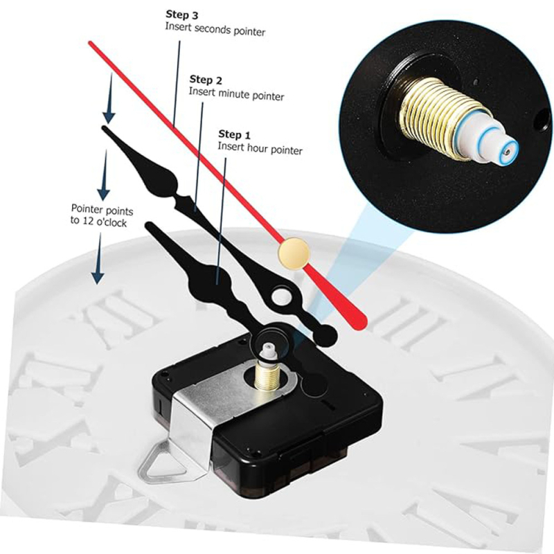 Кварцов механизъм за стенен часовник, пластмасов корпус, безрамков дизайн, с плавно движение на секундната стрелка