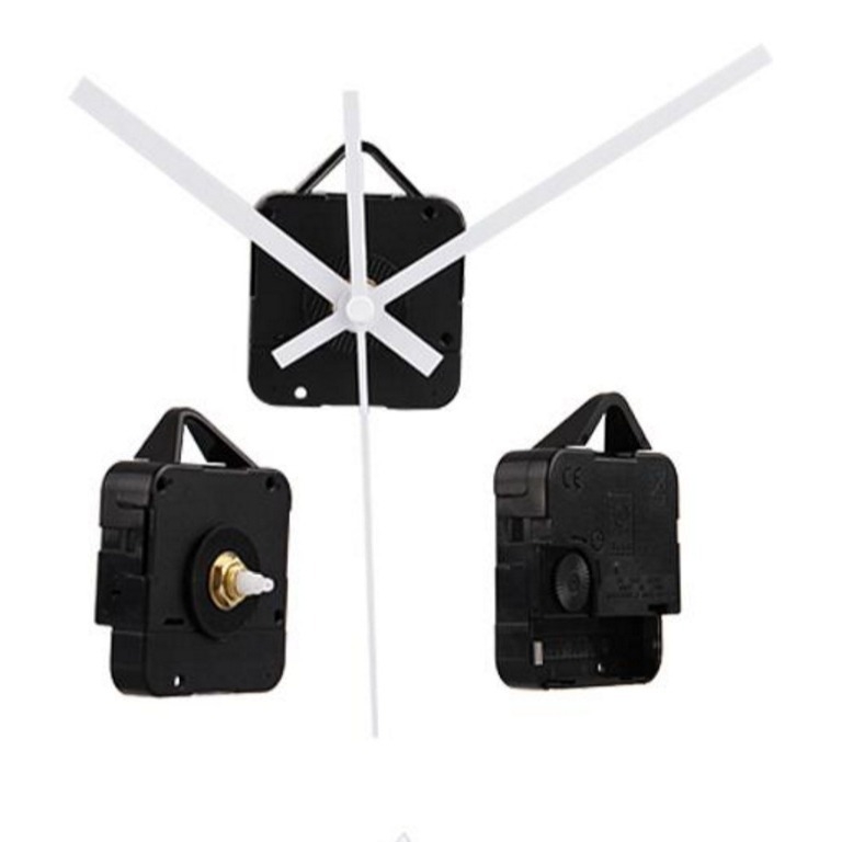 Кварцов комплект за стенен часовник с бели стрелки, пластмасов корпус, с включена кука, печат на лого, пакет от 500 бр