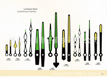 Valgustatud kellakäed, fluorestentsed, kvartsliikumine, kolm kätt, alumiiniumist tikkurid