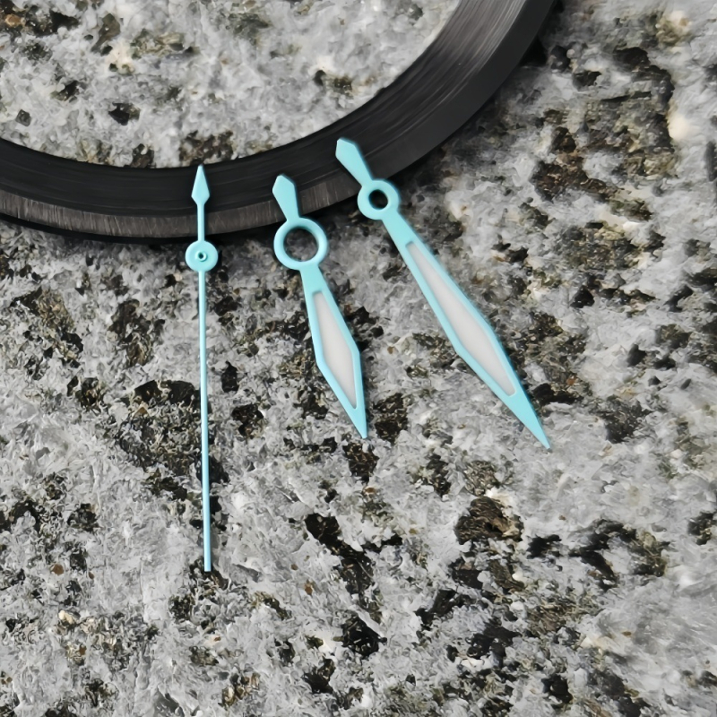 Set de ace pentru ceas compatibil NH35 — luminoase, vârfuri triunghiulare și indicatoare în formă de sabie, trei ace