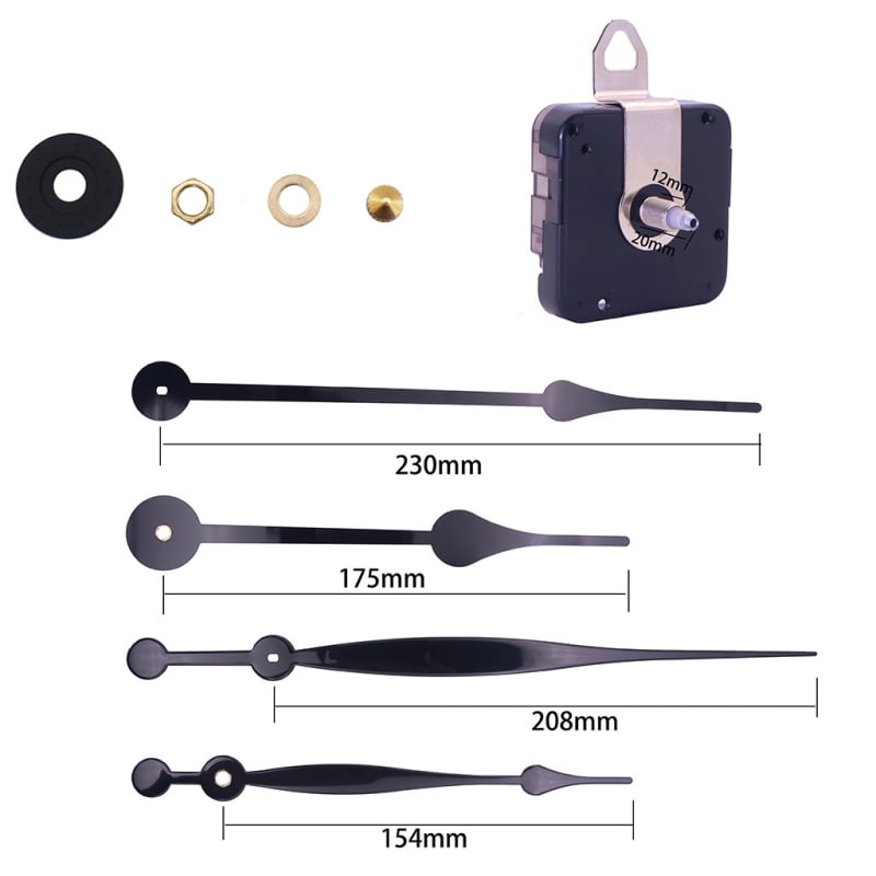 12888 Mehanizam sata s visokim momentom okretnosti za DIY zidni sat – Kvarcni pogon, Metalno kućište, Moderni minimalistički stil, Pakiranje trokutt kutijom