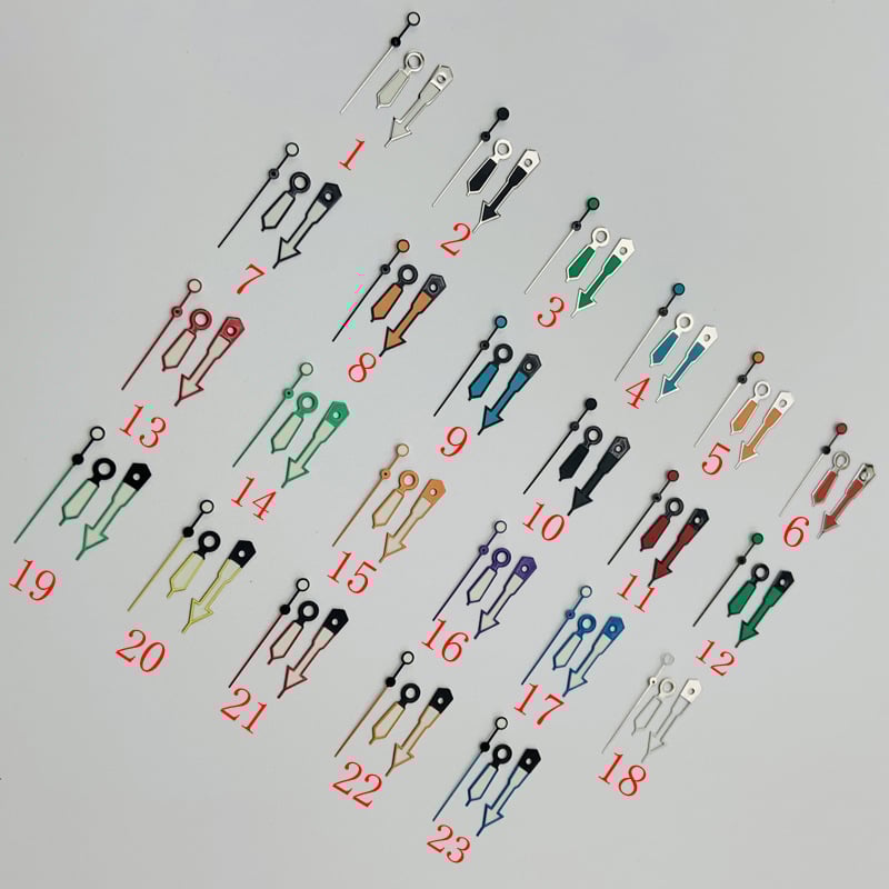 Mâini de ceas luminoase, în formă triunghiulară și sabie, pentru mecanisme NH35/NH36/4R