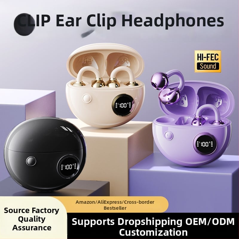 Csontvezetéses klip-on Bluetooth fejhallgató, kényelmes hosszú viselethez, 4–8 órás akkumulátor-üzemidő, Bluetooth 5.4, 10 m hatótávolság, IPX4 vízálló