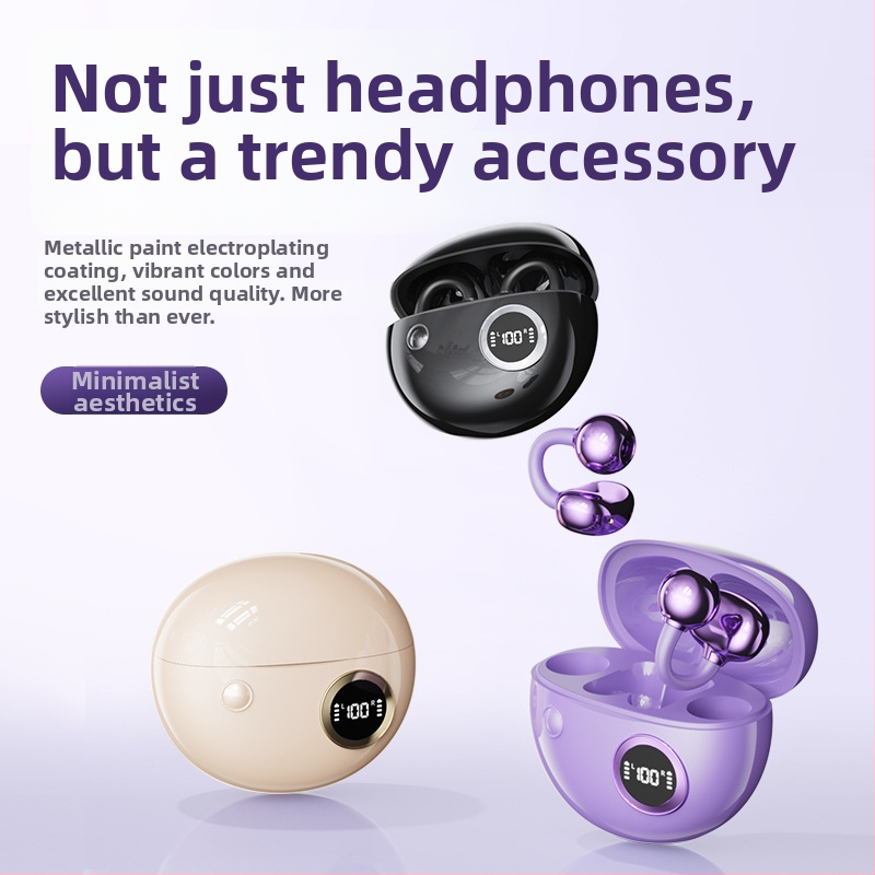 Csontvezetéses klip-on Bluetooth fejhallgató, kényelmes hosszú viselethez, 4–8 órás akkumulátor-üzemidő, Bluetooth 5.4, 10 m hatótávolság, IPX4 vízálló