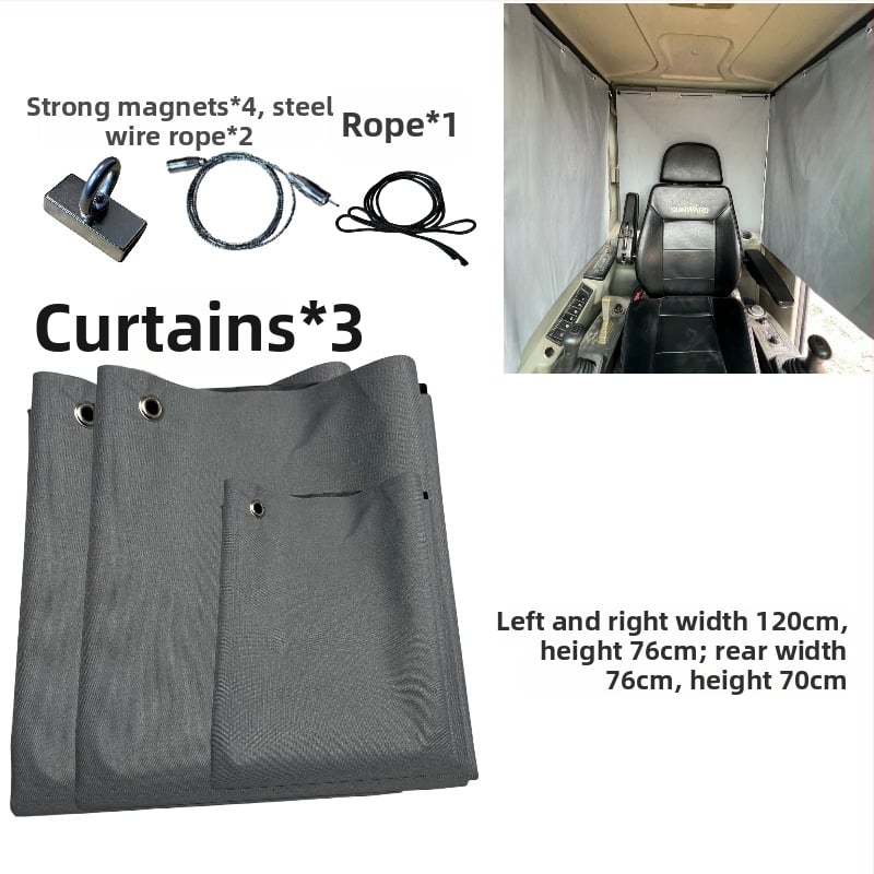 Ekskavaatori kabiini päikesekaitse - alumiiniumfoolium, riputatav, magnetiline kinnitus, universaalne ühilduvus