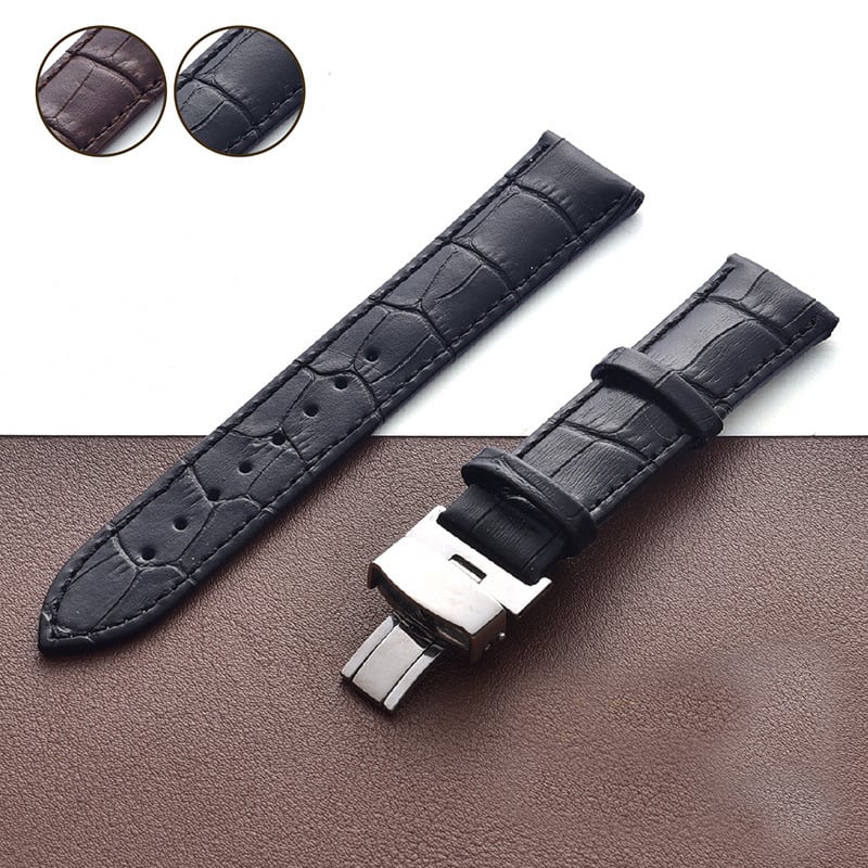 Kožni kaiš za sat od teleće kože sa dvostrukom leptir kopčom, unisex, mogućnost dodavanja logotipa