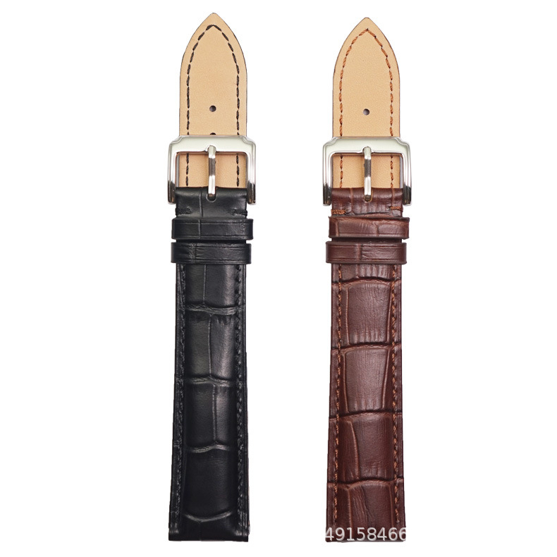 Remen za sat od prave kože tele, izuzetno dug, dvostrani, uzorak krokodila