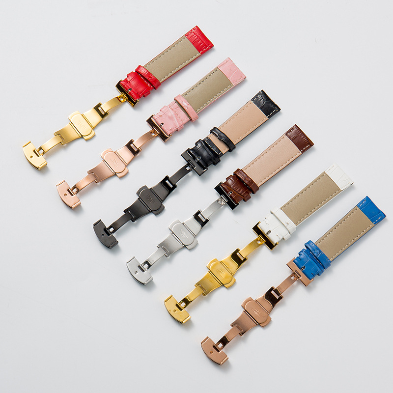 Unisex remen za sat od prave kože s bambusovim uzorkom i kopčom leptir, pakiranje 50 kom.