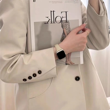 Λουράκι Apple Watch με κλείσιμο-πεταλούδα, σειρά iWatch 5436 SE 7, από γνήσιο δέρμα, βελγική μάρκα, άνοιξη 2024, στυλ μόδας για καθημερινή μετακίνηση