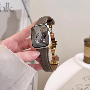 Λουράκι Apple Watch με κλείσιμο-πεταλούδα, σειρά iWatch 5436 SE 7, από γνήσιο δέρμα, βελγική μάρκα, άνοιξη 2024, στυλ μόδας για καθημερινή μετακίνηση