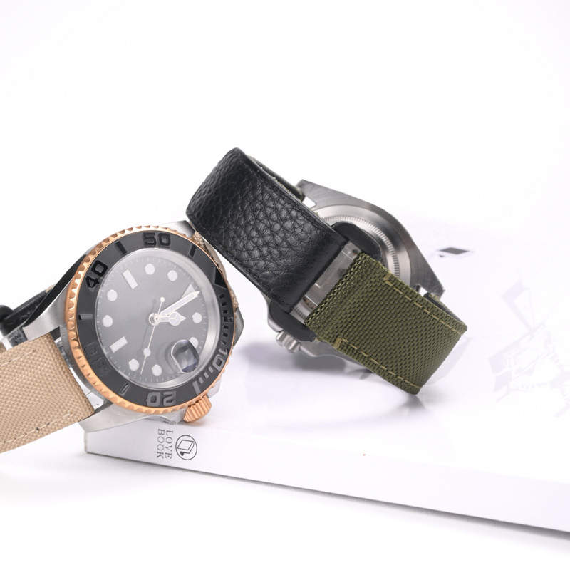 Nylon narukvica za sat s prvom slojem kože i Velcro kopčom, Ditona sat, širina 20 mm