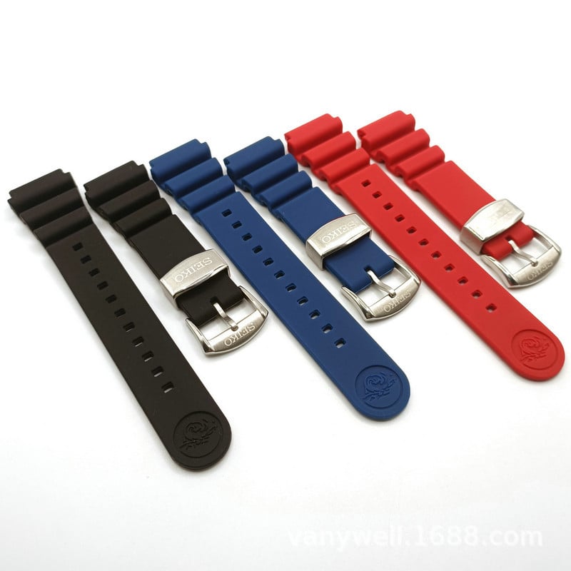 Ремък за часовник от силикон със стоманена катарама, съвместим с дайверски часовник Seiko