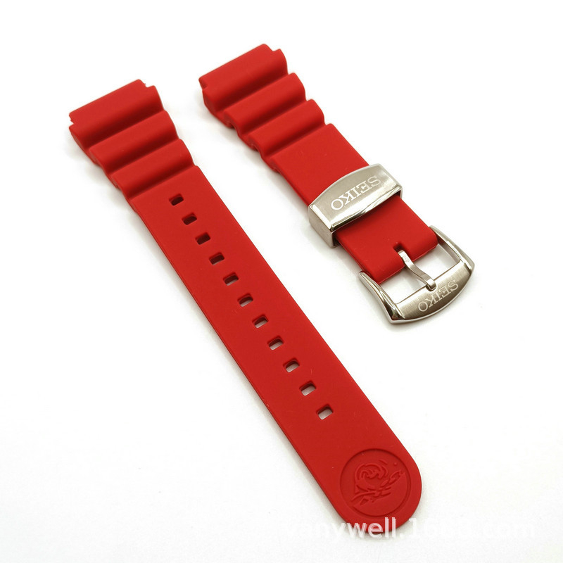 Ремък за часовник от силикон със стоманена катарама, съвместим с дайверски часовник Seiko