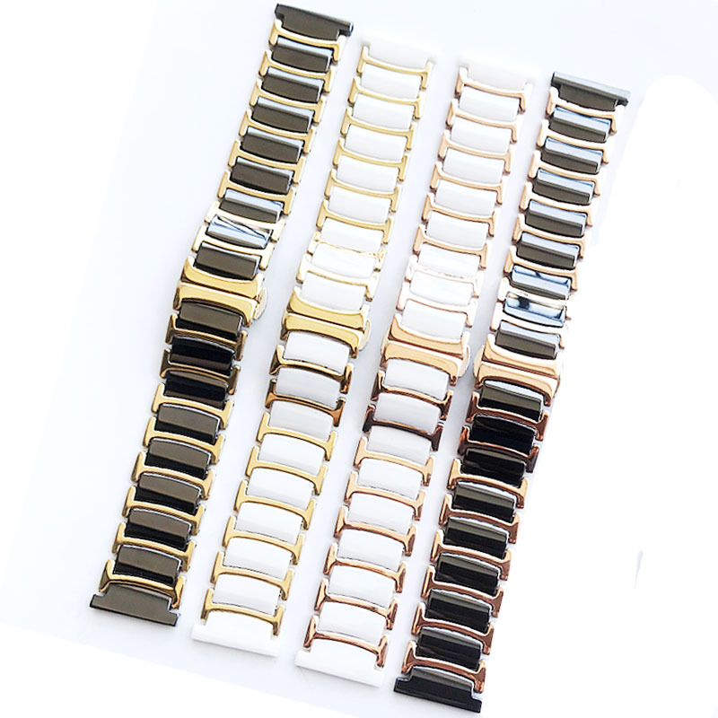 Keramički kaiš za sat s nehrđajućim čeličnim mehanizmom brzog otpuštanja i leptir kopčom – kompatibilan s Huawei GT2 i Samsung