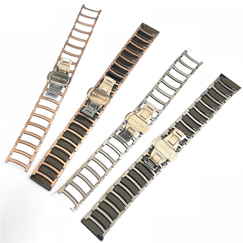 Keramički kaiš za sat s nehrđajućim čeličnim mehanizmom brzog otpuštanja i leptir kopčom – kompatibilan s Huawei GT2 i Samsung